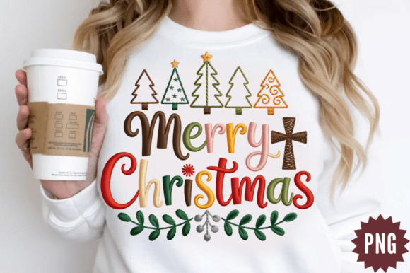 Embroidery Merry Christmas PNG Design Review