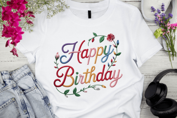 Evaluating Rainbow Thread Happy Birthday Embroidery for Etsy Shops