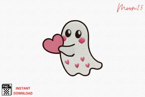 Review: Cute Ghost Holding Heart Embroidery PNG