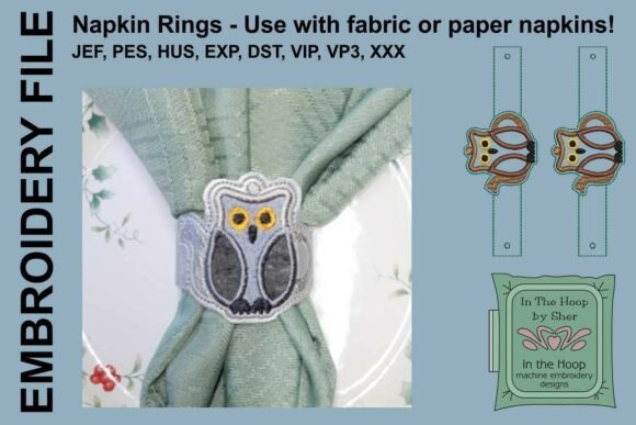 Review: ITH Owl Napkin Rings Embroidery File