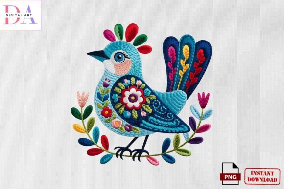 Reviewing Folk Art Bird Embroidery PNG for Boutique Sweatshirts